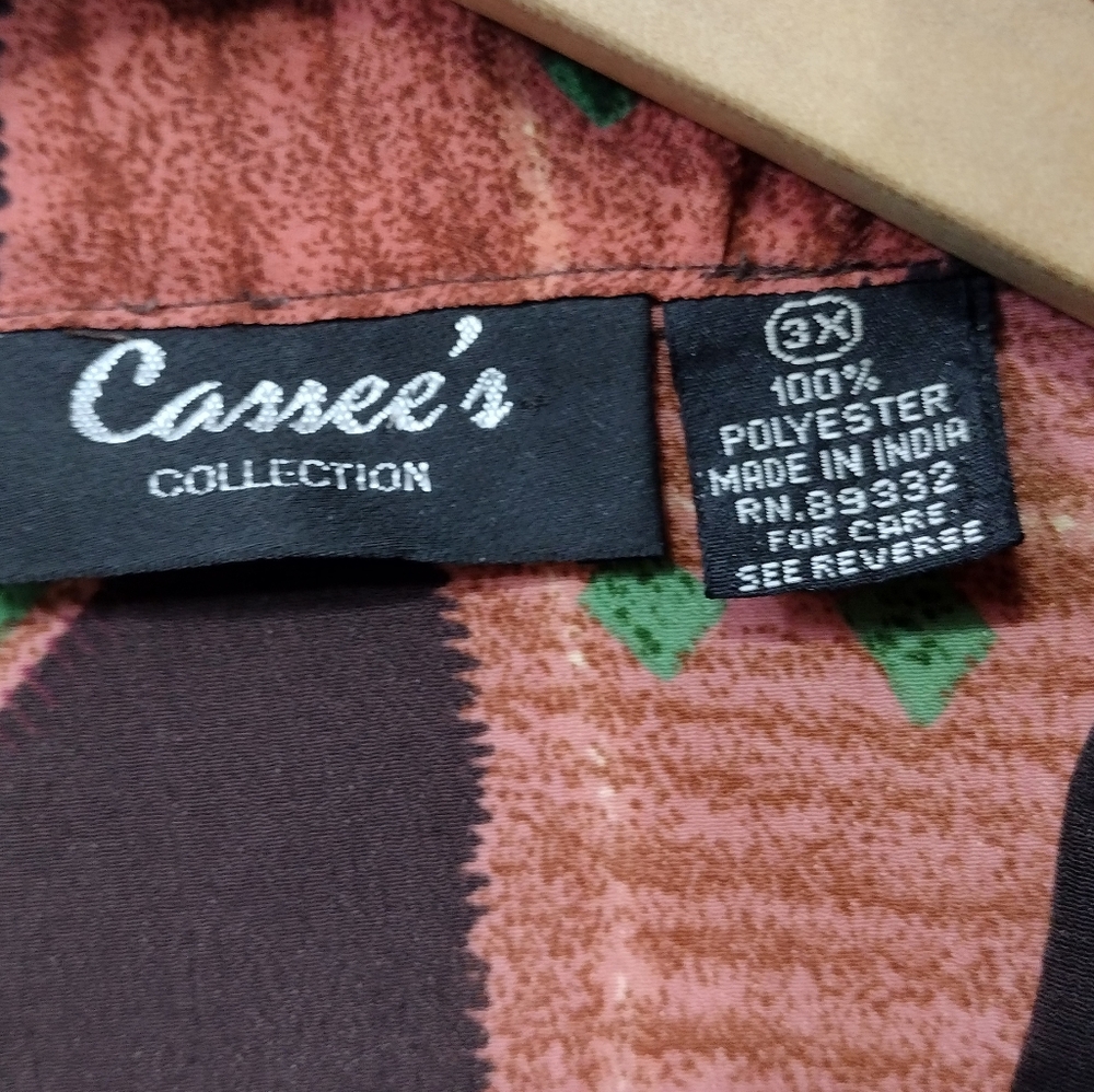 Cassee's Artsy Button Front Shirt Women's 3X Brown Bobo Retro 90s Y2K Western - Picture 7 of 7